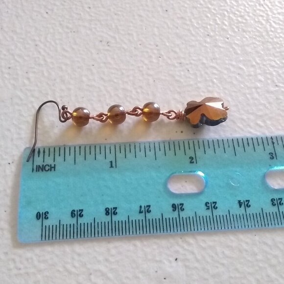 Handmade Sexy Boho Dangle Earrings! Beautiful Whiskey, Cognac + Copper Tones - Picture 9 of 9